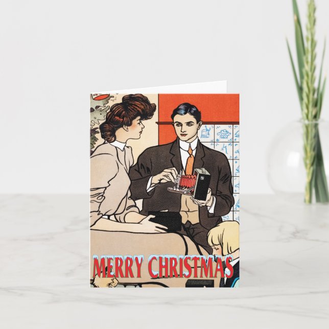 Vintage jul Edward Penfield Helgkort (Framsida)