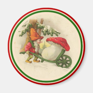 Vintage jul Elf med Mushroom Magnet