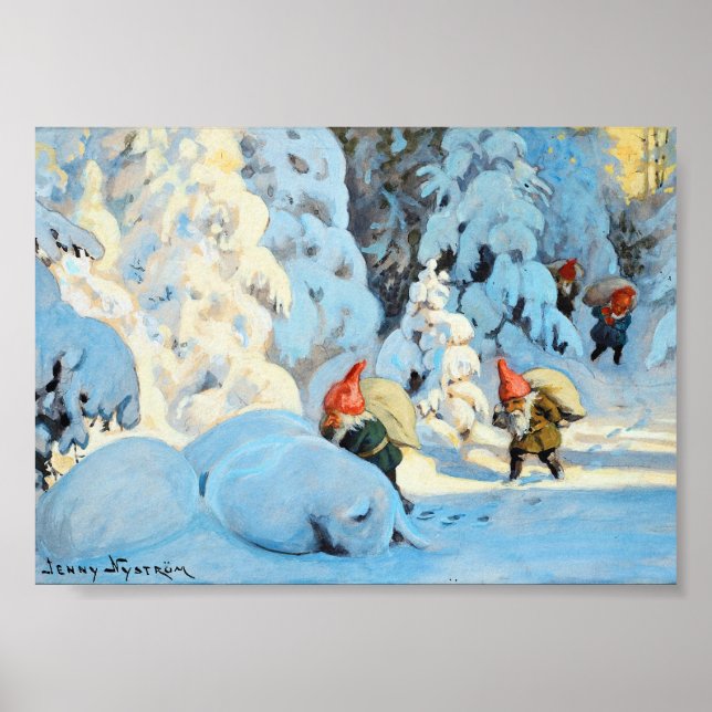 Vintage jul Elves Bringing Presenter Poster (Framsidan)