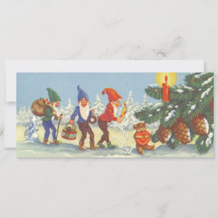 Vintage jul, Elves i Snö-skogsvaktaren Julkort