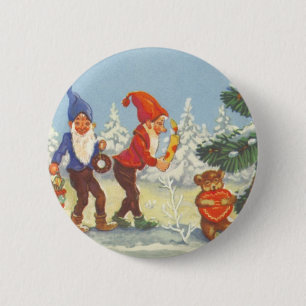 Vintage jul, Elves i Snö-skogsvaktaren Knapp