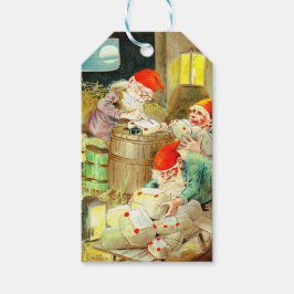Vintage jul Elves Presentetikett