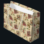 Vintage jul Ephemera, Holly & Ornate Text<br><div class="desc">Kort och sentimental vintage Julkollage med sprejsprayer av holly och mistletoe bundna med röda tjärtbögar,  leende av viktorianskt barn och naturligt belyst önskemål-text från jul.</div>