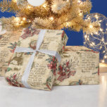 Vintage jul Ephemera, Holly & Ornate Text Presentpapper<br><div class="desc">Kort och sentimental vintage Julkollage med sprejsprayer av holly och mistletoe bundna med röda tjärtbögar,  leende av viktorianskt barn och naturligt belyst önskemål-text från jul. Lämplig för att frigöra eller utforma projekt.</div>