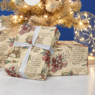 Vintage jul Ephemera, Holly & Ornate Text Presentpapper