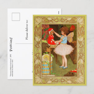 Vintage jul Fairy Ballerina Girl Butterfly Helg Vykort
