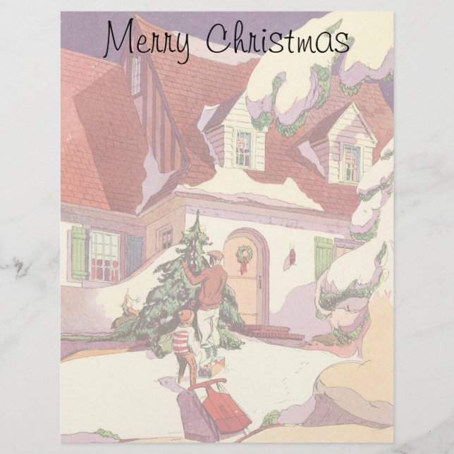 Vintage jul, Familjehuset i Snö (Framsida)