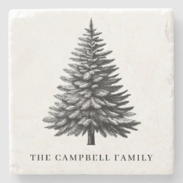 Vintage jul-familjen Träd Namn Stenunderlägg