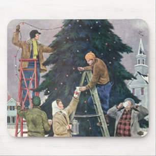Vintage jul, Family Stringing Ljus på Träd Musmatta