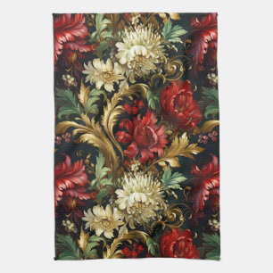Vintage jul fantasi Blommönster Kökshandduk