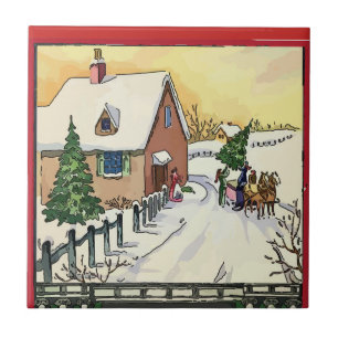 Vintage jul Farm Snö Tiles Kakelplatta