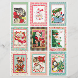 Vintage jul-fickkort Clipart Lakan