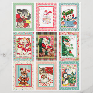 Vintage jul-fickkort Clipart Lakan