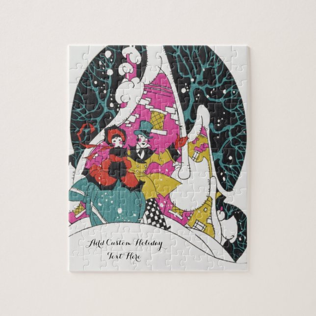 Vintage jul, Finare Victorian Town People Pussel (Vertikal)