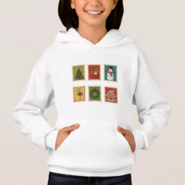 Vintage jul Frimärke Hoodie T Shirt