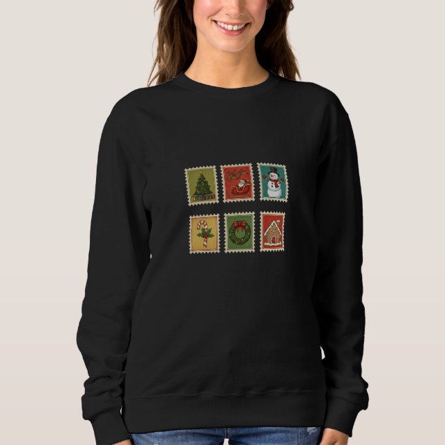 Vintage jul Frimärke T Shirt (Framsida)