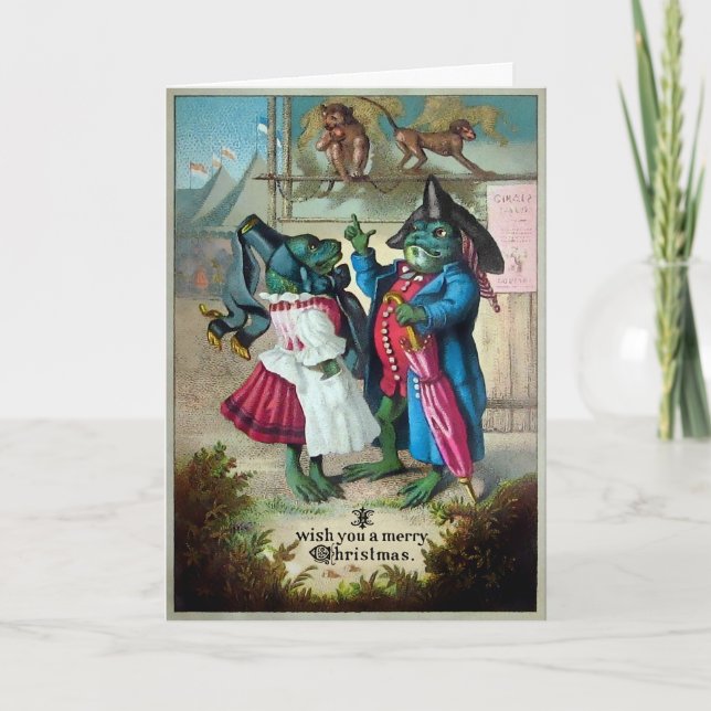 Vintage jul Frogs-Helgdag kort (Framsida)