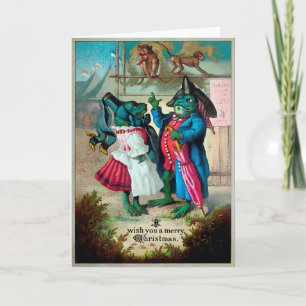 Vintage jul Frogs-Helgdag kort