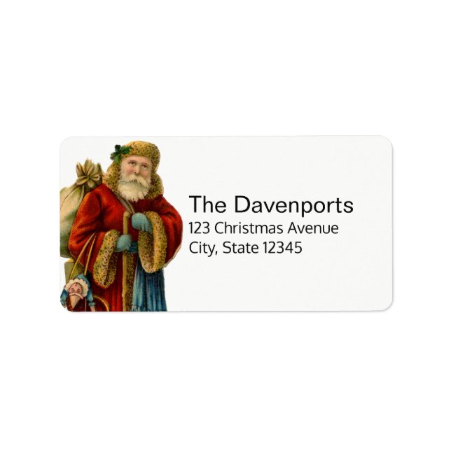 Vintage jul Gamla Jultomten Adressetikett (Framsidan)