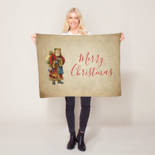 Vintage jul Gamla Jultomten Fleecefilt