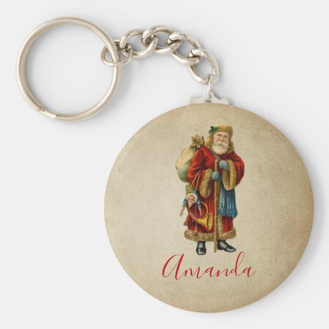Vintage jul Gamla Jultomten Nyckelring (Framsidan)
