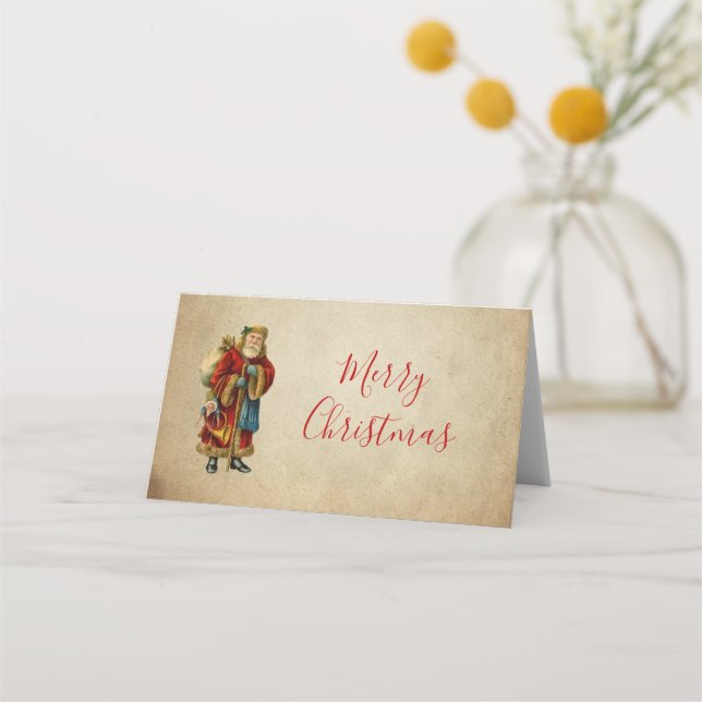 Vintage jul Gamla Jultomten Placeringskort (Framsida)