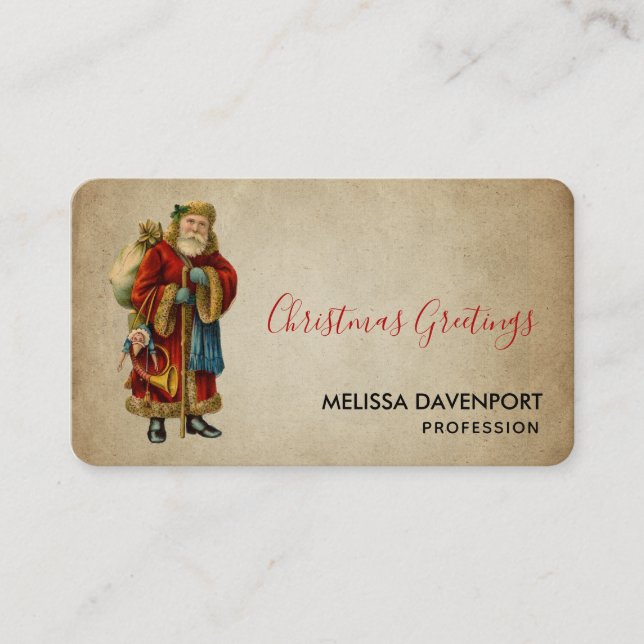Vintage jul Gamla Jultomten Visitkort (Framsida)