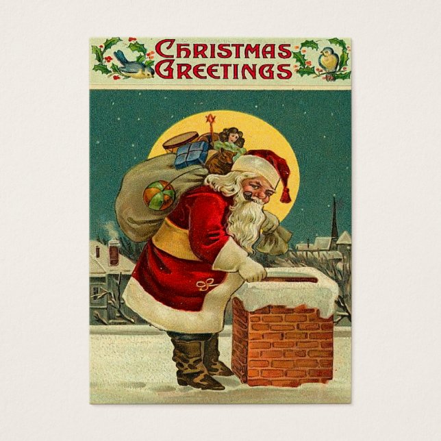 Vintage jul Gift-Märkre Visitkort (Framsidan)