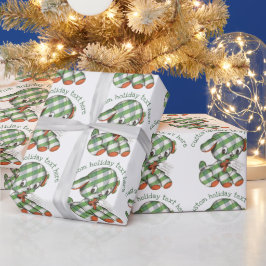 Vintage jul gingham valp stoppad djur presentpapper