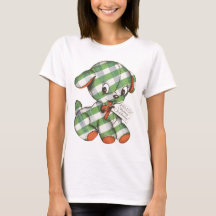 Vintage jul gingham valp stoppad djur
