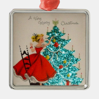 Vintage jul Girl Decoration Träd Julgransprydnad Metall