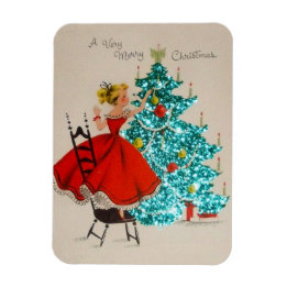 Vintage jul Girl Decoration Träd Magnet