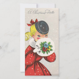 Vintage jul Girl Hej Julkort