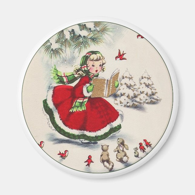 Vintage jul Girl Magnet (Framsidan)