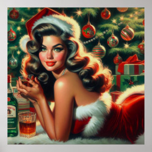 Vintage jul Girl Poster