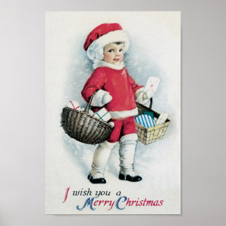 Vintage jul Girl Poster