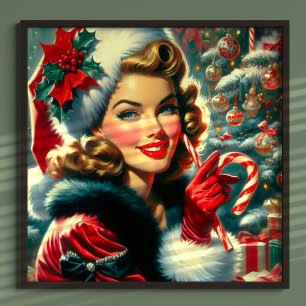 Vintage jul Girl Poster