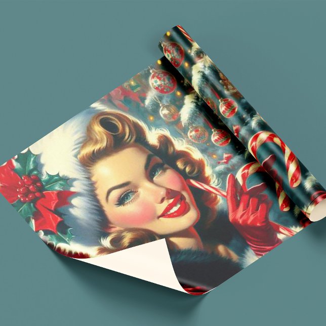 Vintage jul Girl Presentpapper (Skapare uppladdad)