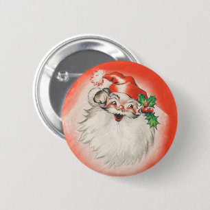 Vintage jul, glad retro 50-tals jultomte knapp