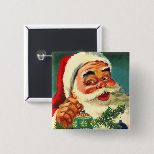 Vintage jul, glad retro 50-tals jultomte knapp