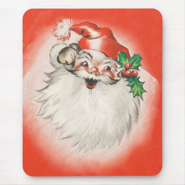 Vintage jul, glad retro 50-tals jultomte musmatta (Framsidan)