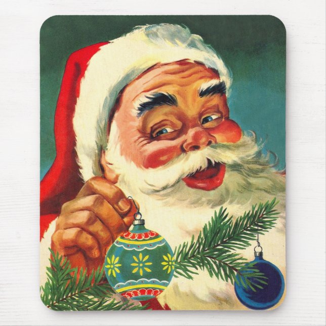 Vintage jul, glad retro 50-tals jultomte musmatta (Framsidan)