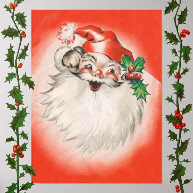 Vintage jul, Glad retro 50-tals tomte Poster (Skapare uppladdad)