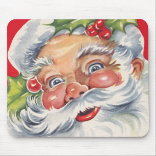 Vintage jul, glad tomte med sin hatt musmatta