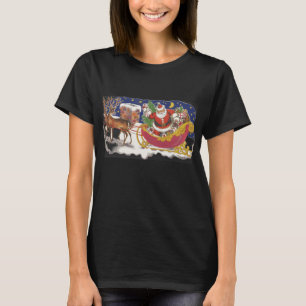 Vintage jul, glad tomte med släde t shirt
