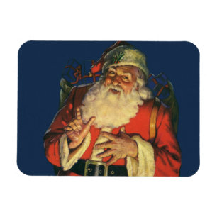 Vintage jul, glädjefull jultomte med leksaker magnet