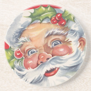 Vintage jul, glädjefull jultomte med sin mössa underlägg