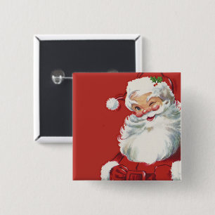 Vintage jul, glädjefull jultomte som blinkar knapp
