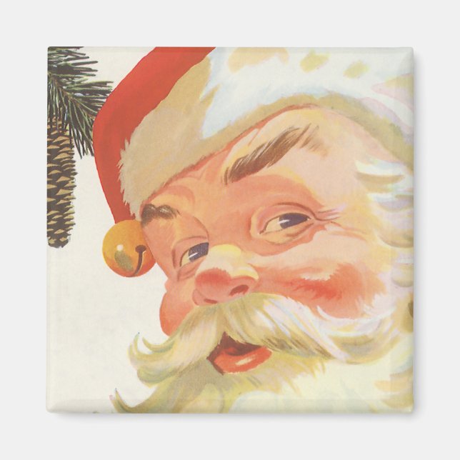 Vintage jul, glädjefull tomte med en hemlighet magnet (Framsidan)