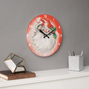 Vintage jul, glatt retro 50-tals jultomte stor klocka